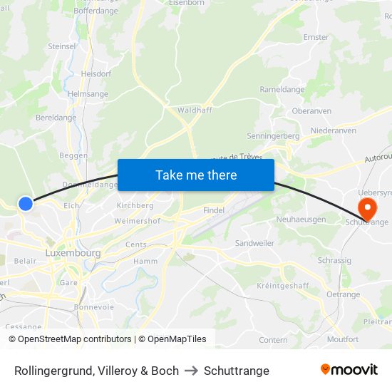 Rollingergrund, Villeroy & Boch to Schuttrange map