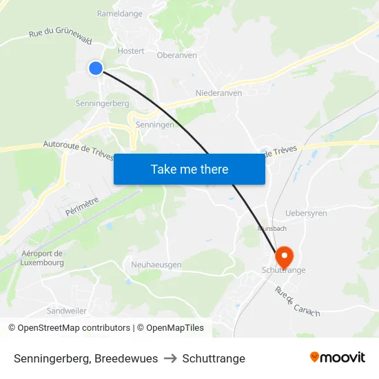 Senningerberg, Breedewues to Schuttrange map
