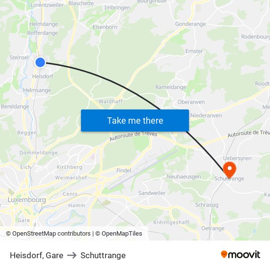 Heisdorf, Gare to Schuttrange map