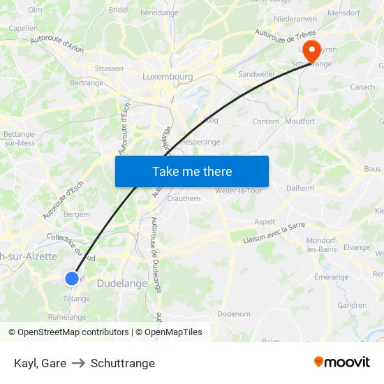 Kayl, Gare to Schuttrange map