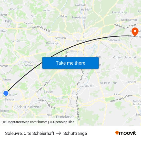 Soleuvre, Cité Scheierhaff to Schuttrange map