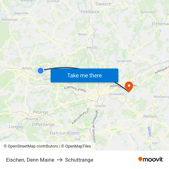 Eischen, Denn Mairie to Schuttrange map