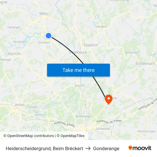 Heiderscheidergrund, Beim Bréckert to Gonderange map
