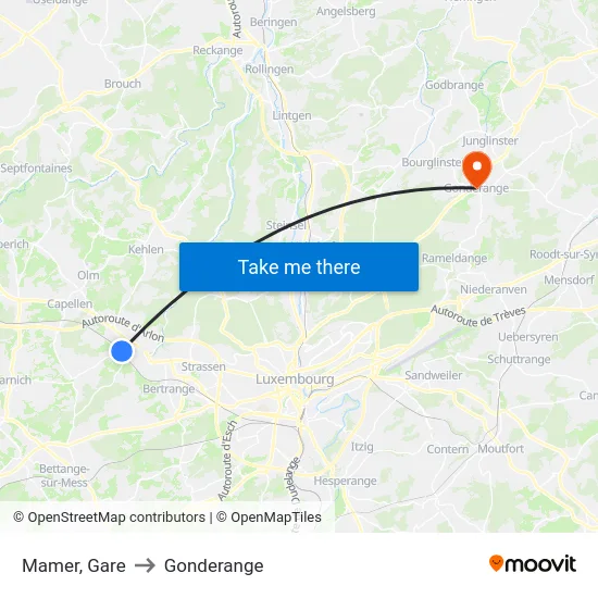 Mamer, Gare to Gonderange map