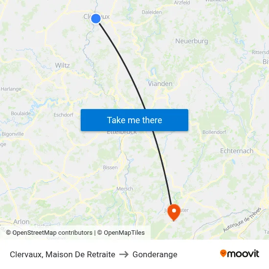 Clervaux, Maison De Retraite to Gonderange map