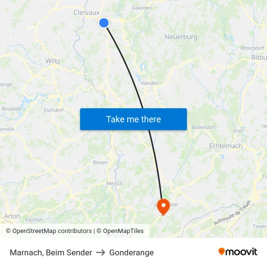 Marnach, Beim Sender to Gonderange map
