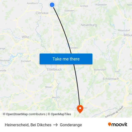 Heinerscheid, Bei Dikches to Gonderange map