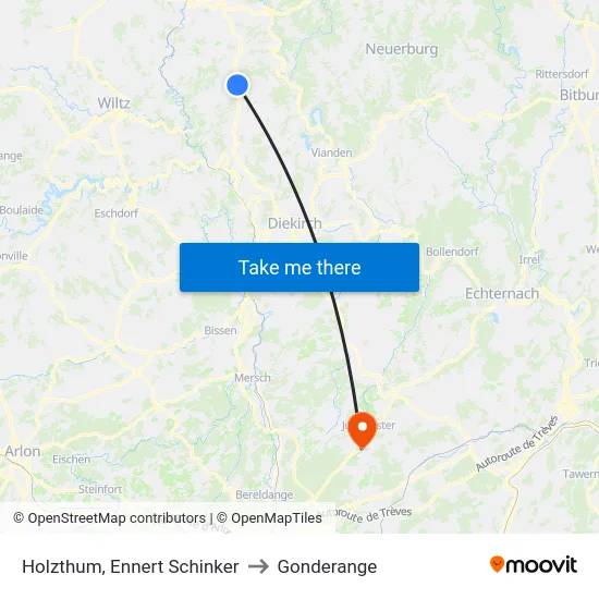 Holzthum, Ennert Schinker to Gonderange map