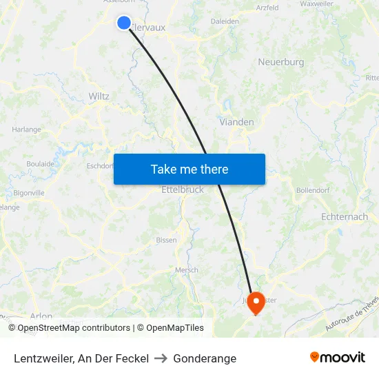 Lentzweiler, An Der Feckel to Gonderange map