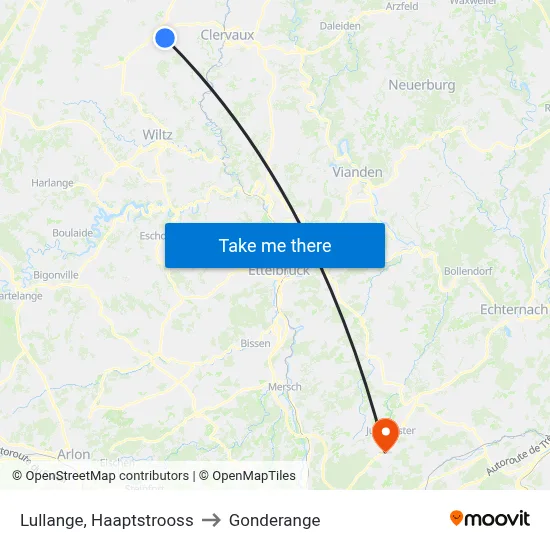 Lullange, Haaptstrooss to Gonderange map