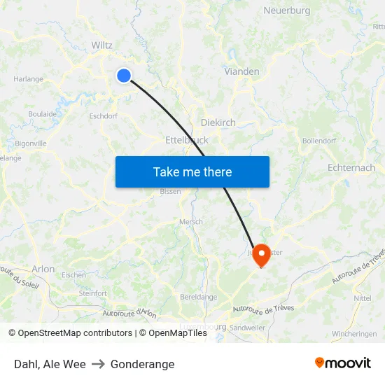 Dahl, Ale Wee to Gonderange map
