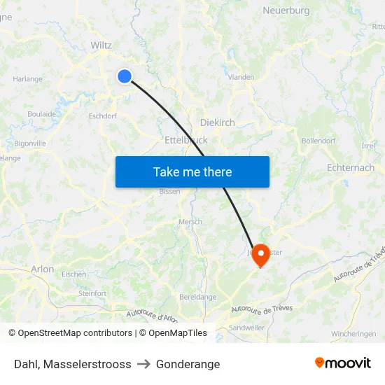 Dahl, Masselerstrooss to Gonderange map
