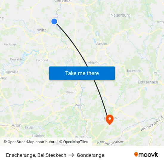 Enscherange, Bei Steckech to Gonderange map