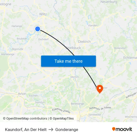 Kaundorf, An Der Hielt to Gonderange map