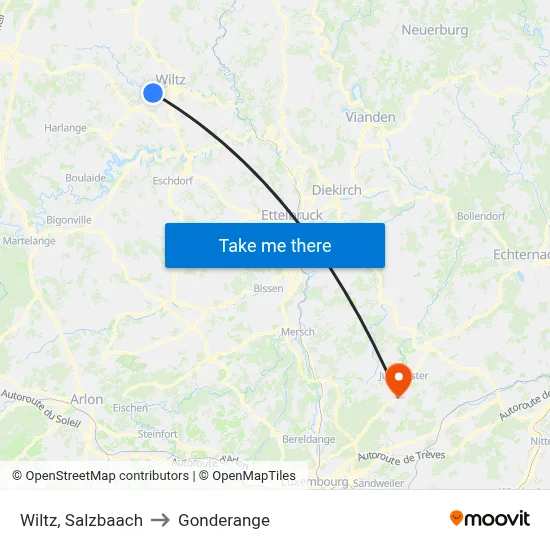 Wiltz, Salzbaach to Gonderange map