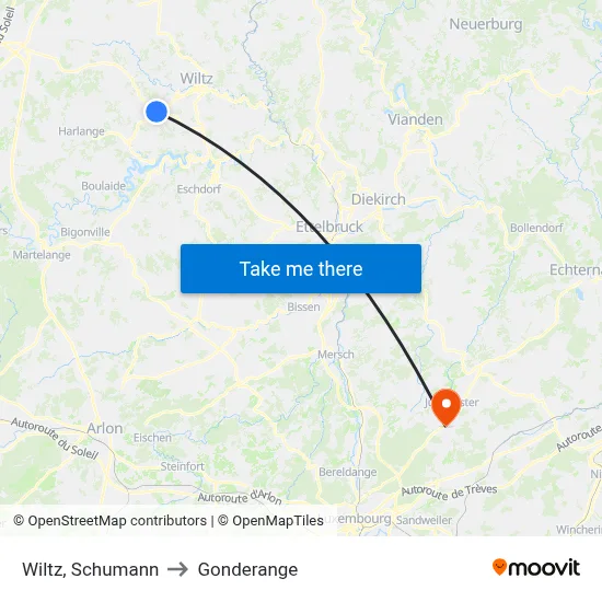 Wiltz, Schumann to Gonderange map