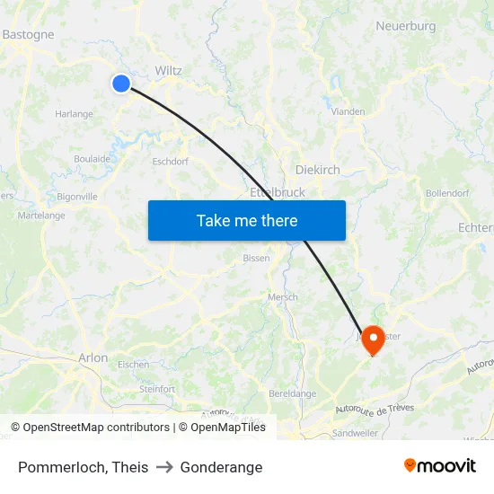 Pommerloch, Theis to Gonderange map