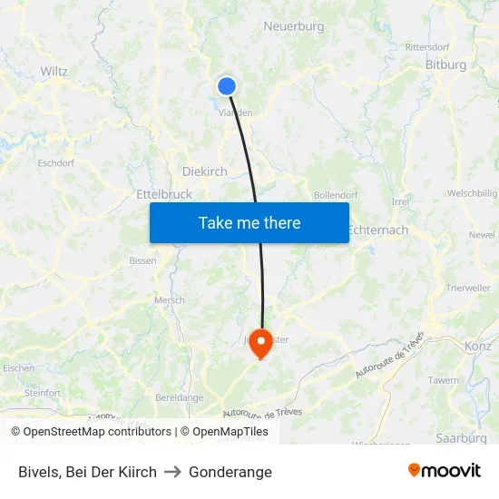 Bivels, Bei Der Kiirch to Gonderange map