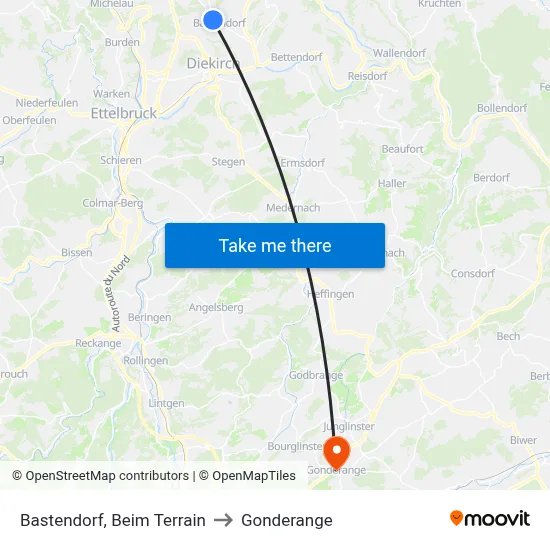 Bastendorf, Beim Terrain to Gonderange map