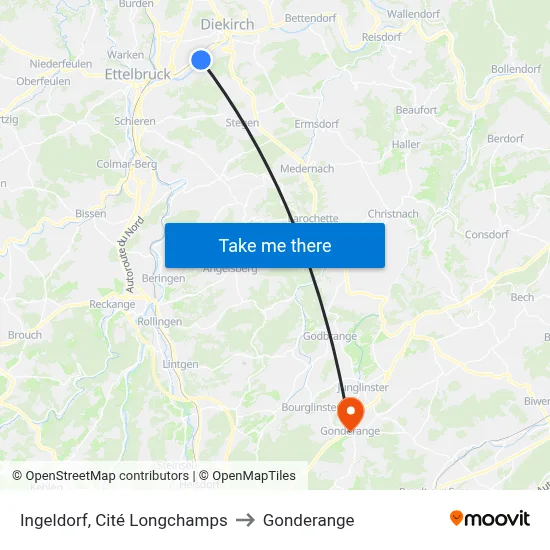 Ingeldorf, Cité Longchamps to Gonderange map