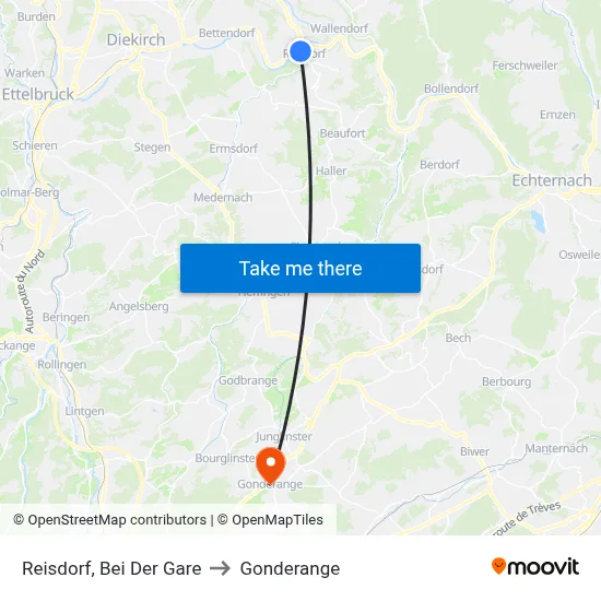 Reisdorf, Bei Der Gare to Gonderange map