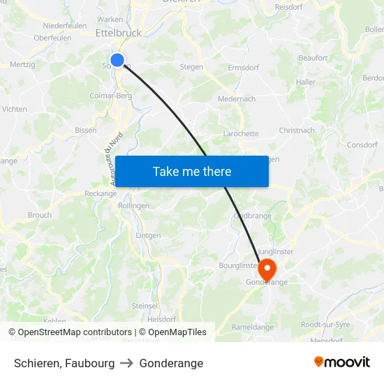 Schieren, Faubourg to Gonderange map