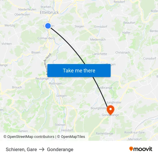 Schieren, Gare to Gonderange map