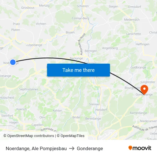 Noerdange, Ale Pompjesbau to Gonderange map