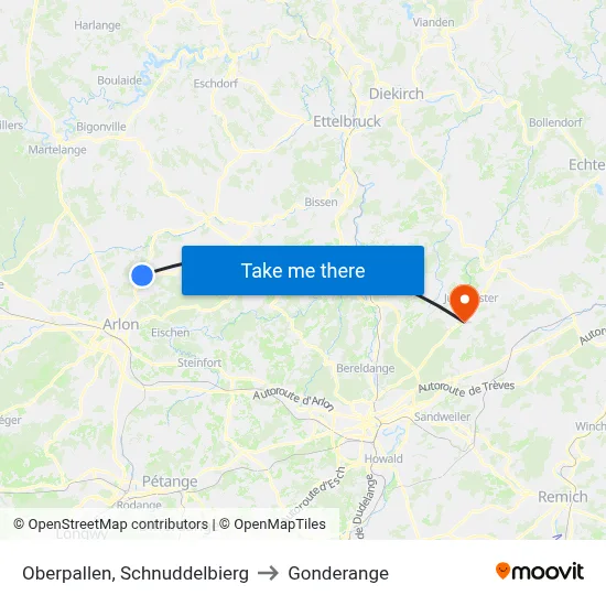 Oberpallen, Schnuddelbierg to Gonderange map