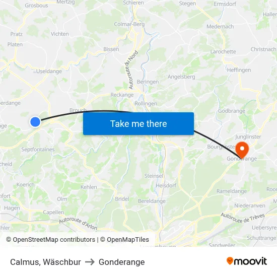 Calmus, Wäschbur to Gonderange map