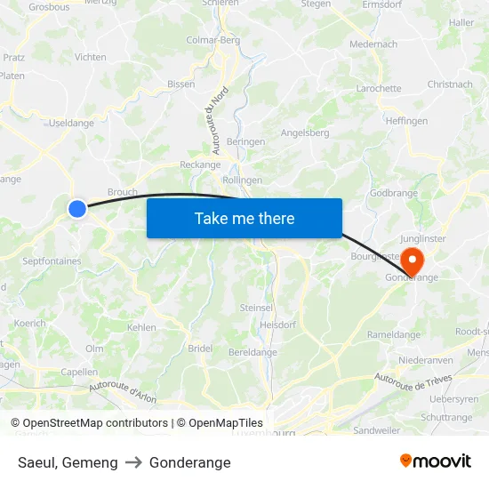 Saeul, Gemeng to Gonderange map