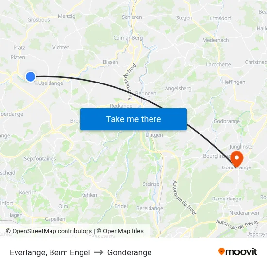 Everlange, Beim Engel to Gonderange map