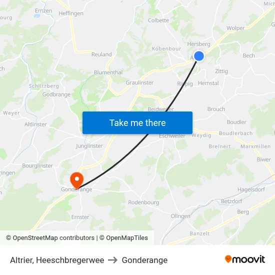 Altrier, Heeschbregerwee to Gonderange map
