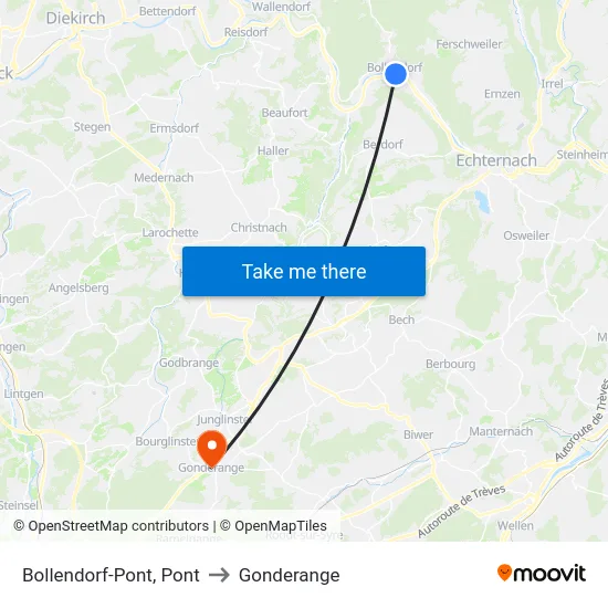 Bollendorf-Pont, Pont to Gonderange map