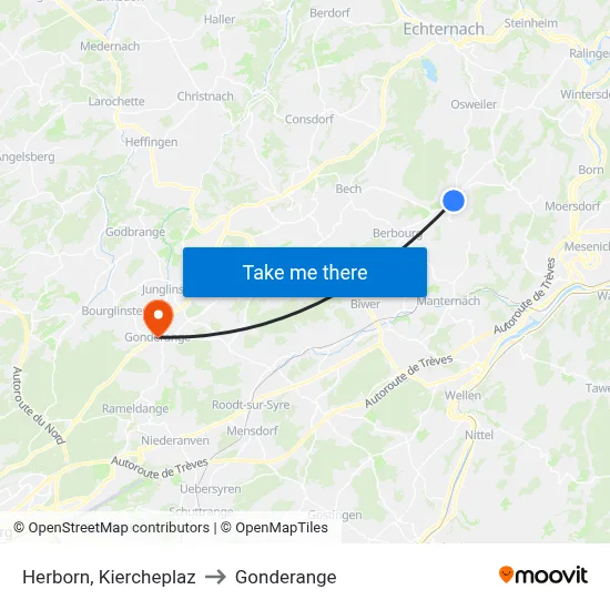 Herborn, Kiercheplaz to Gonderange map