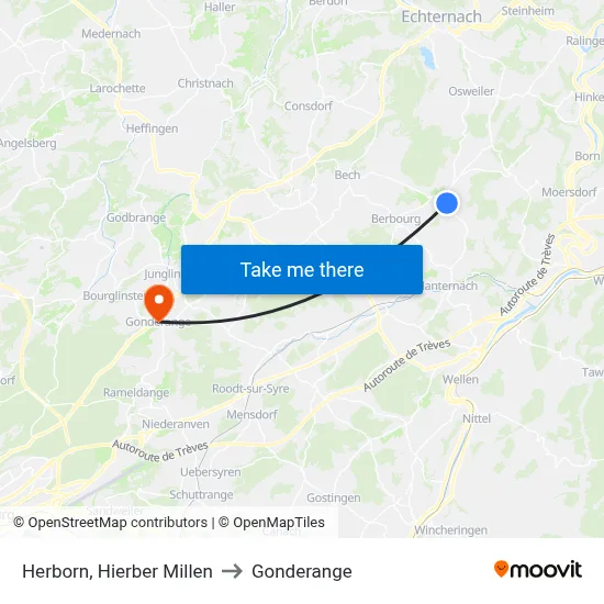 Herborn, Hierber Millen to Gonderange map