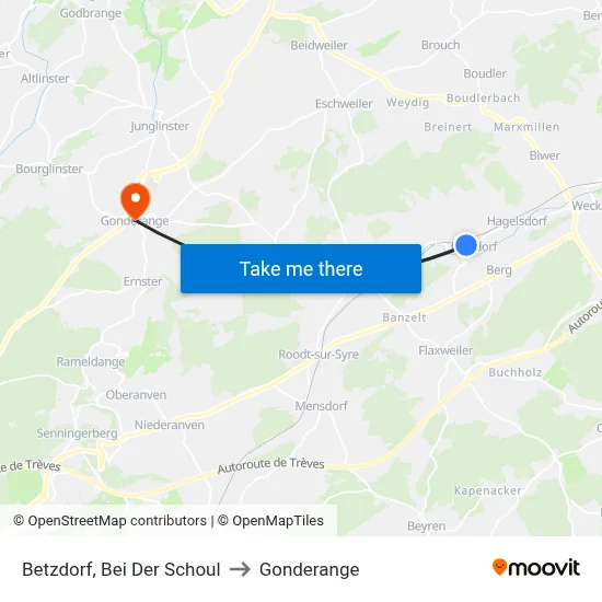 Betzdorf, Bei Der Schoul to Gonderange map
