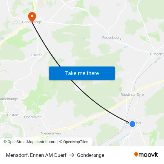 Mensdorf, Ennen AM Duerf to Gonderange map