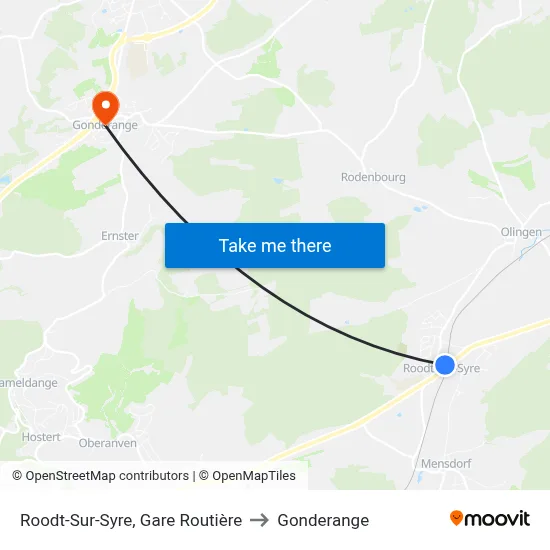Roodt-Sur-Syre, Gare Routière to Gonderange map