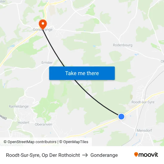 Roodt-Sur-Syre, Op Der Rothoicht to Gonderange map