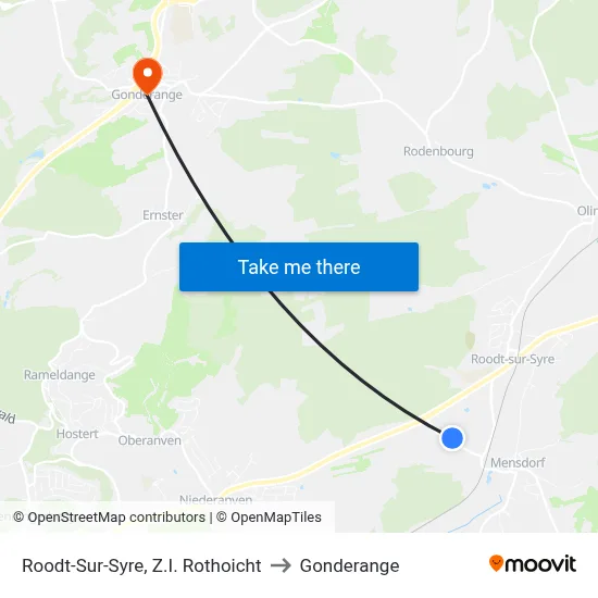 Roodt-Sur-Syre, Z.I. Rothoicht to Gonderange map