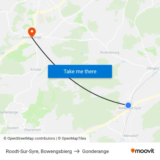 Roodt-Sur-Syre, Bowengsbierg to Gonderange map