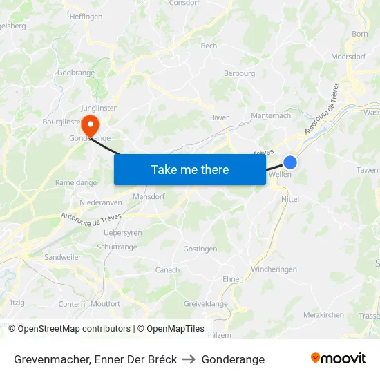 Grevenmacher, Enner Der Bréck to Gonderange map