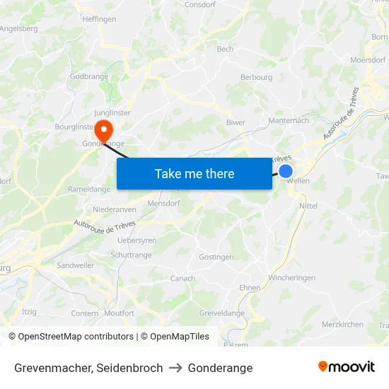 Grevenmacher, Seidenbroch to Gonderange map