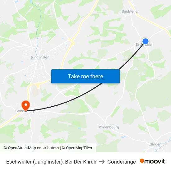 Eschweiler (Junglinster), Bei Der Kiirch to Gonderange map