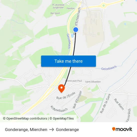 Gonderange, Mierchen to Gonderange map