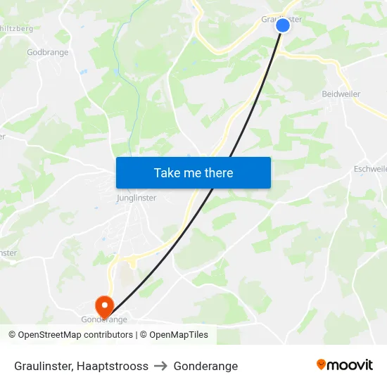 Graulinster, Haaptstrooss to Gonderange map