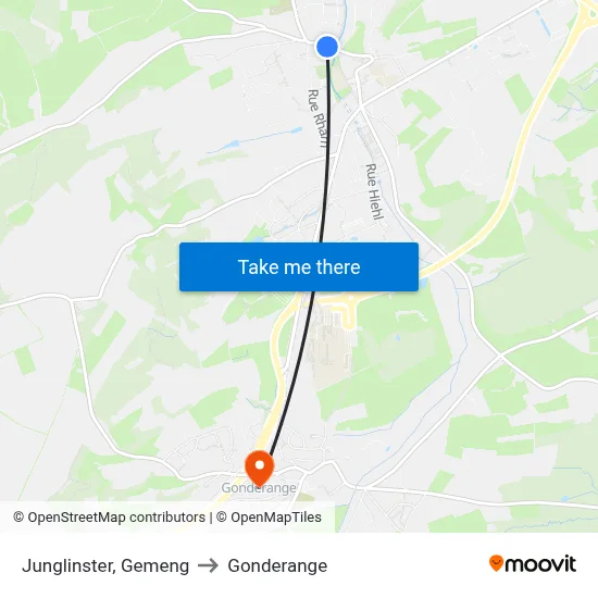 Junglinster, Gemeng to Gonderange map