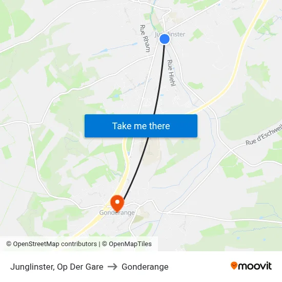 Junglinster, Op Der Gare to Gonderange map