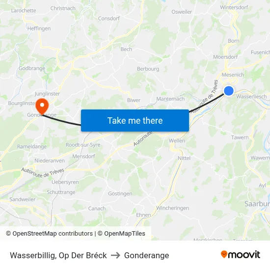 Wasserbillig, Op Der Bréck to Gonderange map